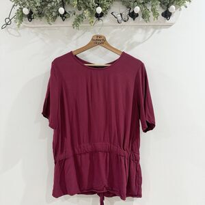 Selected Femme Cinched Short Sleeve Blouse Viscose Magneta Pink 40